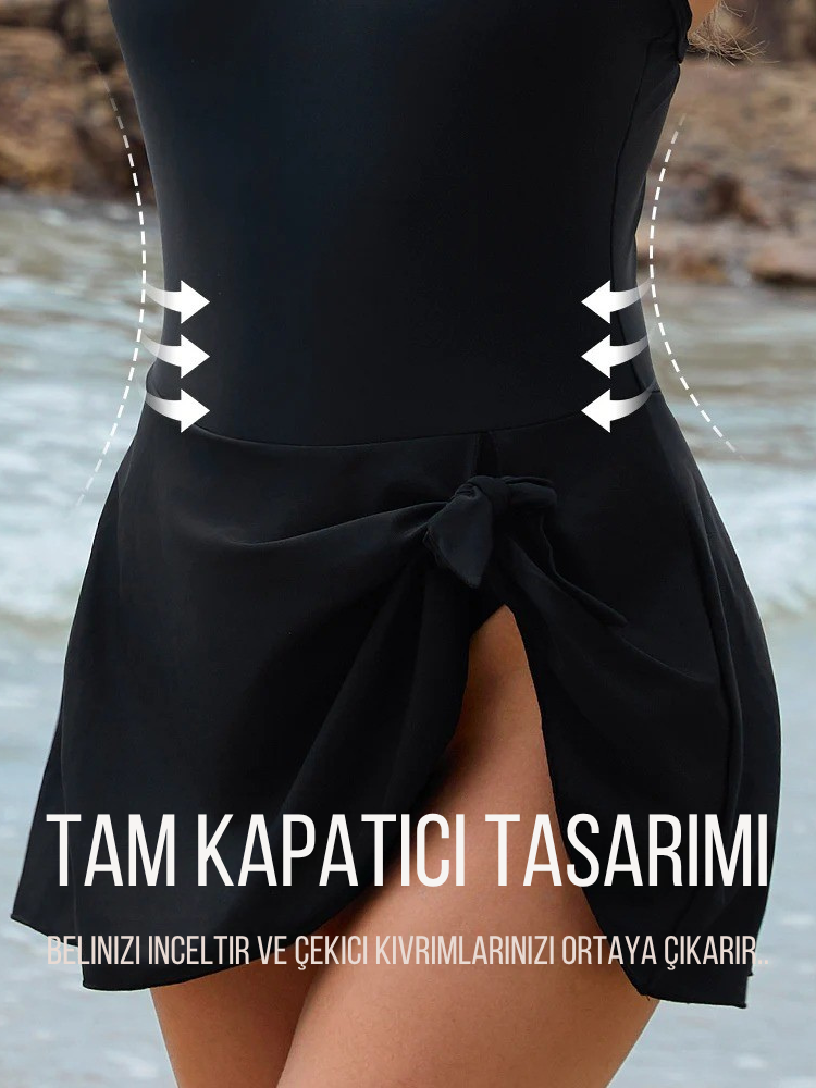 Büyük Beden Karın Toparlayıcı Etek Mayo