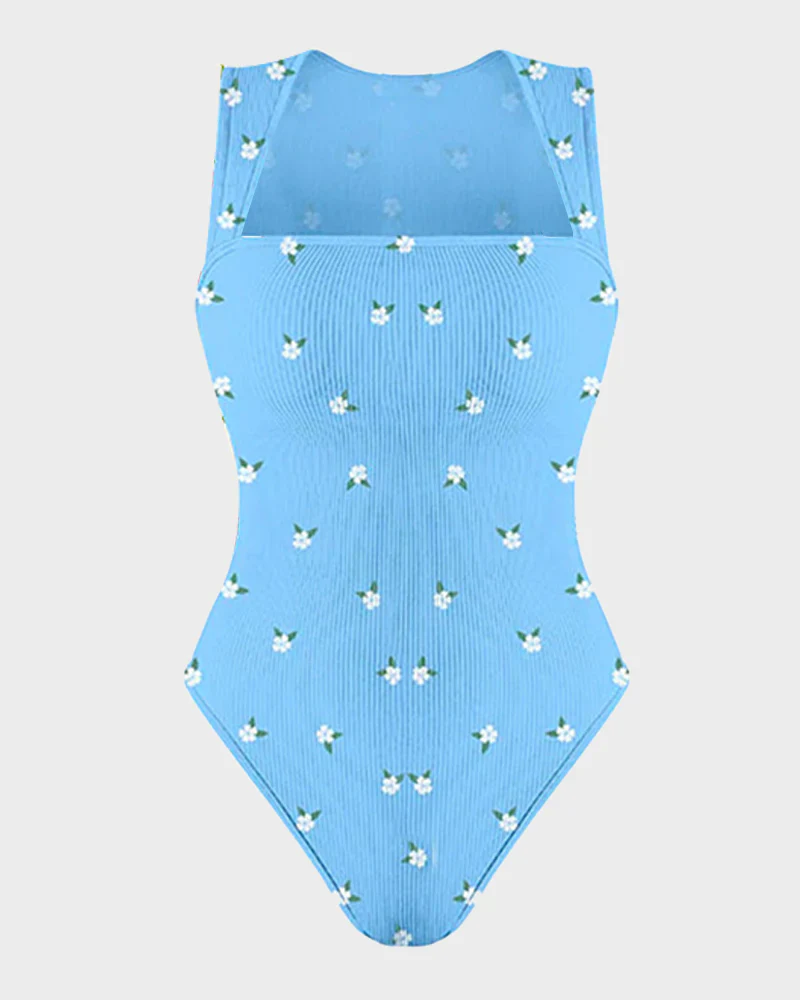 Ribanalı Kolsuz Kare Yaka Bodysuit