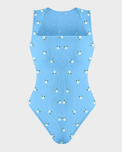 Ribanalı Kolsuz Kare Yaka Bodysuit